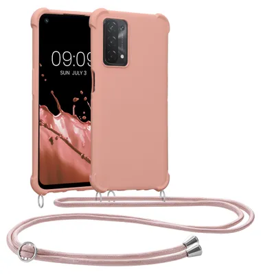 Produktbild von kwmobile Necklace Case kompatibel mit Oppo A74 (5G) / A54 (5G) Hülle - Cover mit Kordel zum Umhängen - Silikon Schutzhülle Perlmutt