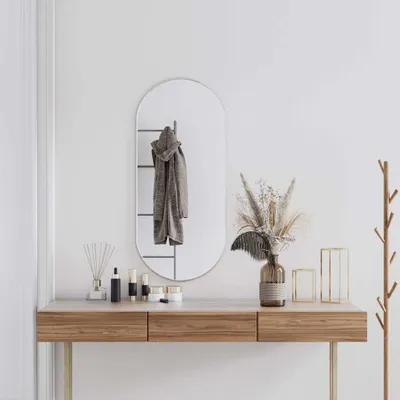 Produktbild von vidaXL Wandspiegel Silbern 100x45 cm Oval