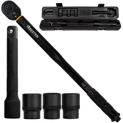 Obrázok produktu pre Momentový kľúč 1/2" 28–210 Nm + 3 hlavice 17 19 21 mm CrMo CrV BESTEN