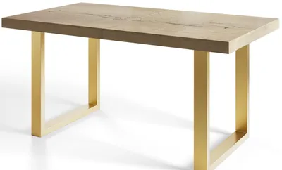 Produktbild von Esstisch Ausziehbar Loft-U, Moderner Wohnzimmertisch 160-260x90x77 cm, Halifax  mit Metallbeinen in Gold