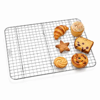 Produktbild von Abkühlgitter Edelstahl 304, 39 x 28 x 1,5 cm – Kuchengitter & Backgitter zum Auskühlen, Abtropfen und Dekorieren – rostfrei, ohne Beschichtung