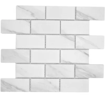 Produktbild von Keramikmosaik weiß matt Steinoptik Mosaikfliese Küchenwand Fliesenspiegel Bad Duschwand MOS26M-1102_f