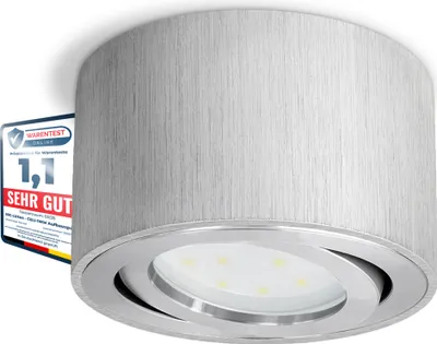 Produktbild von CELI-1A runder Aufbaustrahler LED flach - Spot schwenkbar in Alu gebürstet inkl. fourSTEP LED 4W warmweiß Dimmbar ohne Dimmer