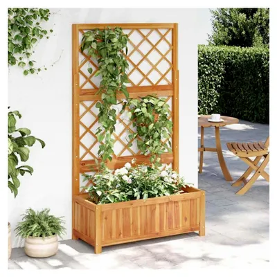 Produktbild von Hochbeet mit Spalier 85x38x150 cm aus Akazienholz für Garten und Terrasse