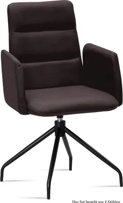 Produktbild von Armlehnstuhl drehbar (4er-Set) Domona 52x92x60 Schwarz/Espresso