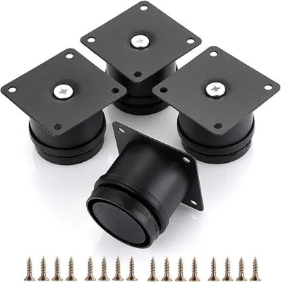 Image de Pieds de meubles réglables en acier inoxydable (RVS) – Lot de 4, diamètre 5 cm, hauteur 5 cm, pieds de meubles robustes pour table, armoire, bureau