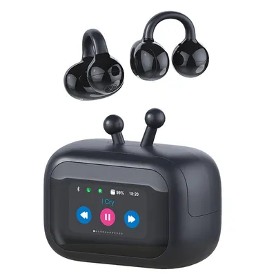 Produktbild von Bluetooth Open-Ear Kopfhörer, HiFi Sound, LED-Akkuanzeige – kabellos für Arbeit, Sport & unterwegs, Schwarz