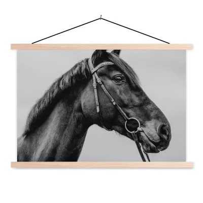 Produktbild von MuchoWow® Textilposter Pferd - Halfter - Porträt 120x80 cm mit holzfarbenen Rahmen - Aufhängeset