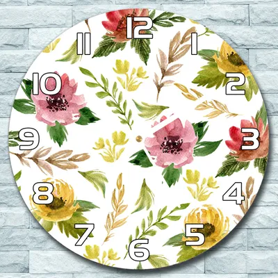 Produktbild von Wanduhr aus Glas Rund fi 30 Feldblumen Vintage Quarz Deko Schlafzimmer Büro