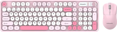 Produktbild von Kabellose Tastatur und Maus Combo 98 Tasten Wiederaufladbar 2.4G+BT Modus für Computer/Laptop Pink