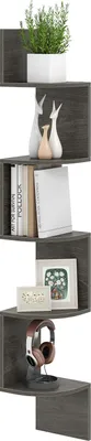Produktbild von COSTWAY 5-stöckiges Eckregal hängend, schwebendes Bücherregal, Schweberegal, Stauraum-Organizer Holz, Ausstellungsstand, 20x20x126cm, Grau