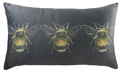 Produktbild von s graues Samtkissen mit Bienenmuster