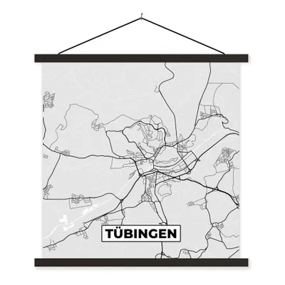 Produktbild von MuchoWow® Textilposter Deutschland - Karte - Tübingen - Stadtplan 60x60 cm mit schwarzem Rahmen - Posteraufhänger