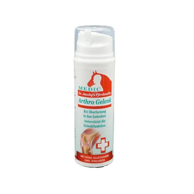 A product shot of a bottle of Dr. Jacoby's Pferdesalbe Arthro Gelenk.