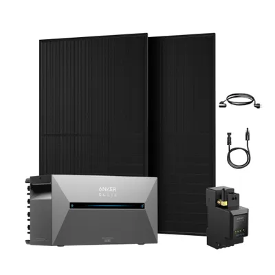 Produktbild von Powerness® Balkonkraftwerk mit Speicher, Anker SOLIX Solarbank 3 E2700 Pro mit 2x 500W Bifazial Solarmodule, 4x MC4-Kabel & Anker Smart Meter 0% VAT