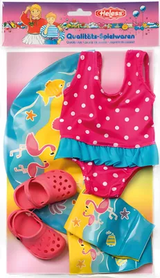 Immagine prodotto di Heless 88 - Set da bagno per bambole, costume da bagno, zoccoli, anello da bagno e ali con