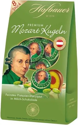 Produktbild von Hofbauer Wien Mozartkugeln Pistazie 160g