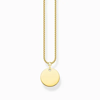 Produktbild von THOMAS SABO Kette Coin-Anhänger Silber gelbvergoldet - Gravu