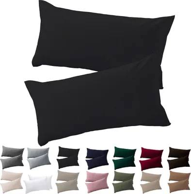 Produktbild von Kissenbezug 40x60 2er Set Schwarz - Mikrofaser Hypoallergen mit Reißverschluss