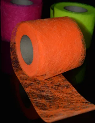 Produktbild von 25m-Rolle PSYWORK Schwarzlicht Dekovlies Band Fein Orange, 8cm