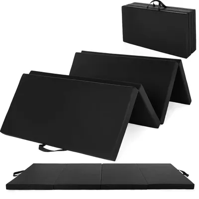 Obrázok produktu pre Gymnastická podložka – Skladacia štyridsaťdielna podložka na cvičenie a fitness – 183 x 91 cm – 5 cm hrubá – Prenosná, vhodná na domáce cvičenie, jogu, pilates a bojové umenia – Čierna