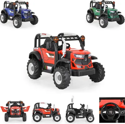 Obrázok produktu pre Detský elektrický traktor Moni Harvest na diaľkové ovládanie, klaksón, svetlá, hudba, MP3 červený