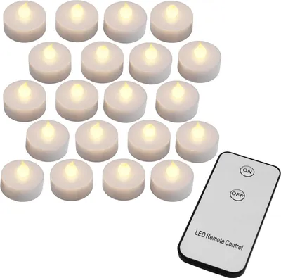 Produktbild von MONZANA® Teelichter LED +300H elektrisch flackernd mit Fernbedienung mit Batterien flammenlose realistische Kerzen hell warm weiß 30er Set je 3,7cm