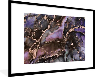 Produktbild von MuchoWow® Gerahmtes Poster Marmor - Gold - Rosa 90x60 cm - Poster mit Schwarzem Bilderrahmen Wandposter Rahmen Foto Bilder - Wanddekoration - Fotos