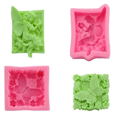 Immagine prodotto di Stampi in silicone per sapone, 2 pezzi, a forma di angelo e farfalla, ideali per la produzione di sapone