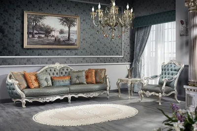Produktbild von Casa Padrino Luxus Barock Wohnzimmer Set - 1 Chesterfield Sofa & 1 Chesterfield Thron Sessel & 1 Beistelltisch - Barock Wohnzimmermöbel