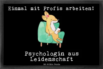 Produktbild von Mr. & Mrs. Panda fußmatte Psychologin Leidenschaft 40 x 60 cm - Schwarz - Geschenk, Bodenvorleger, teppichmatte, Schmutzmatte, Türmatte, Schmutzfangmatte