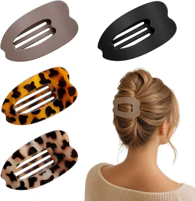 Imagen del producto de Clips para el pelo, planos y grandes, paquete de 4 unidades, antideslizantes, ideales para peinados recogidos