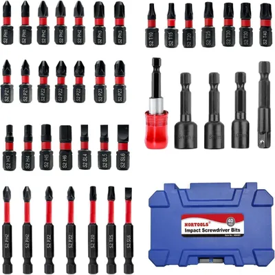 Obrázok produktu pre Sada bitov pre skrutkovače, S2 oceľ, krížový profil, priamy profil, Torx, magnetické, 40 kusov, vrátane kufríka