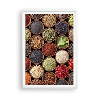 Produktbild von Gerahmtes Poster - Weißer Rahmen - Gewürz Küche - 70x100 cm - Wand Bild - Wanddeko - Wandbilder - Kunstposter - Wandposter - Bilderrahmen - Bilder - Kunstdruck - Wandbild - P2WPA70x100-3600