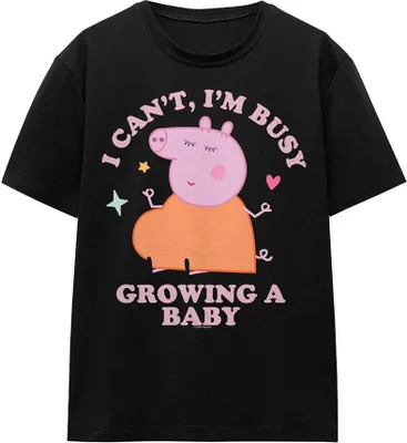 Obrázek produktu pro Prasátko Peppa - Tričko "Busy Growing A Baby" pro muže/dámy uni TV15188 (L) (Černá)