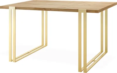 Produktbild von Ausziehbarer Esstisch - Großer Tisch im Loft-Stil mit Golden Metallbeinen 140 bis 240 cm - Industrietisch für das Wohnzimmer - Spacesaver - Craft Eiche -140 x 80 cm