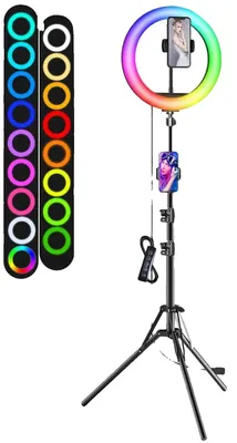 Obrázek produktu pro Světlo na selfie s nastavitelným stativem, RGB světelné režimy a držák na telefon