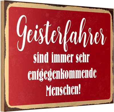 Produktbild von vianmo Holzschild 20x30 cm Geisterfahrer sind Menschen Dekoration