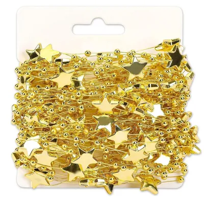 Productafbeelding van Gouden sterrenketting, 20 meter, voor kerstboom en feestelijke decoraties