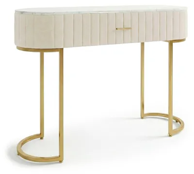 Image de MENZZO Coiffeuse Paloma 1 tiroir Velours Beige