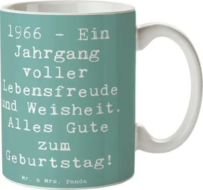 Produktbild von Mr. & Mrs. Panda Pott Spruch 1966 Geburtstag - Meeresbrise - Geschenk, Erinnerungen, Happy Birthday, Jubiläum, Teepott, Trinkbecher, Becher, Geburtstagsgruß, Feier, Tasse