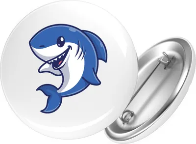 Produktbild von Huuraa Button Hai Comic 59mm rund mit Sicherheitsnadel Ansteckbutton Geschenkidee