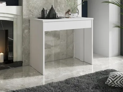 Produktbild von Wandkonsole Tisch ausziehbar für 12 Personen - 6 Verlängerungen - Weiß - ONEGA