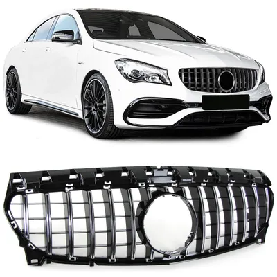 Sport Kühlergrill Schwarz Glanz Chrom passt für Mercedes CLA C117 Mopf ab 2016 – Produktansicht
