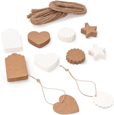 Produktbild von Geschenkanhänger Kraftpapier, 200 Stück, mit Schnur, für Geschenkverpackungen