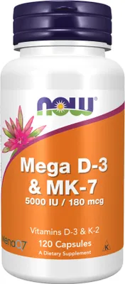 Produktbild von NOW Mega D-3 & MK-7 – 120 Vegetarian Capsules