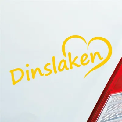 Produktbild von Auto Aufkleber Dinslaken Herz Stadt City Liebe Love Heimat Heart 19x8 cm Gelb Sticker Heckscheibenaufkleber