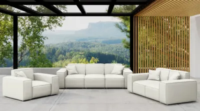 Produktbild von Kaiser Möbel Gartenmöbel-Set 3 2 1 für Garten, Terrasse, Gartenmöbel, MALIBU Lounge-Set, gemütlich und komfortabel Creme