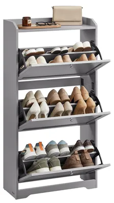 Produktbild von VASAGLE Schuhschrank, 3 Klappen, für 12-20 Paar Schuhe, 24 x 60 x 121,2 cm – Taubengrau