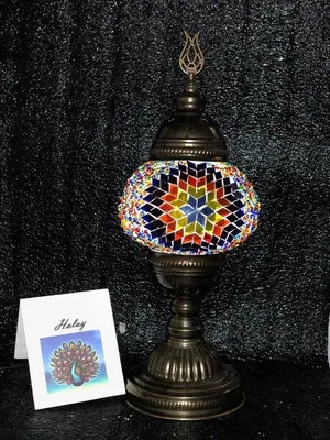 Immagine prodotto di Lampada mosaico turca fatta a mano – lampada da tavolo orientale colorata per una luce suggestiva